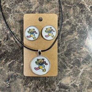 Grateful Dead Earrings and Necklace Gift Set New